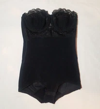 Vintage 1960's Promise by Delores Poirette Black Bustier Shaper, 34 Union Label