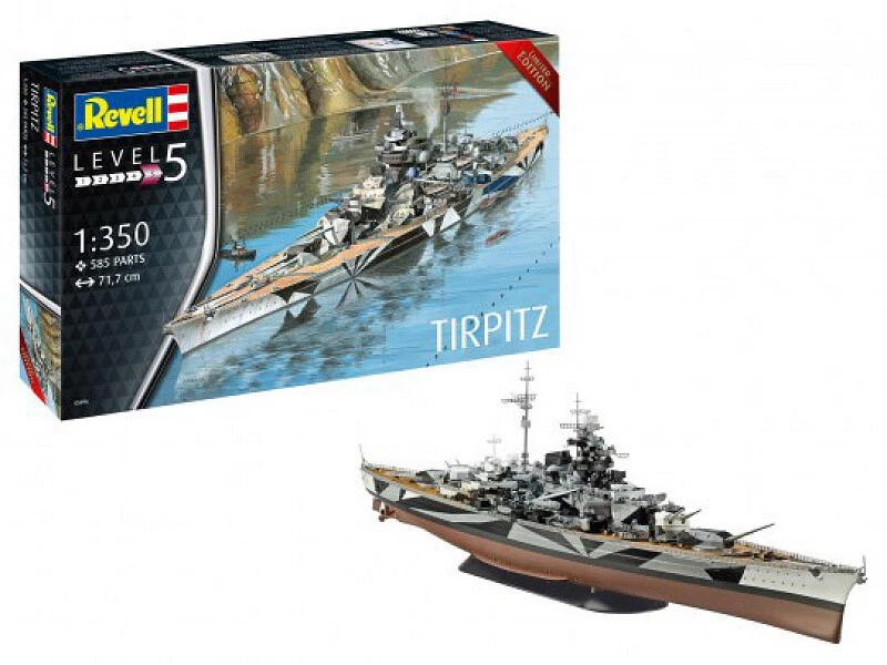 KIT MODELLINO NAVE STATICO REVELL BATTLESHIP TIRPITZ MODELLISMO SCALA 1:350 - Immagine 4 di 4