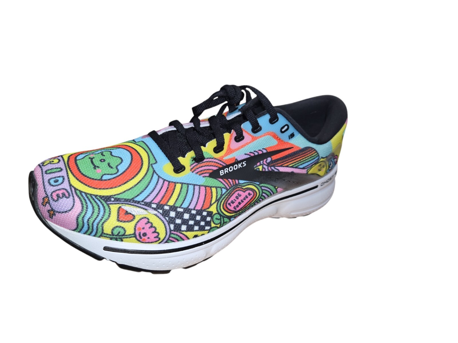 Brooks Ghost 15 Mens 11 Shoes Road Running Neutral Trainer Rainbow Pride White