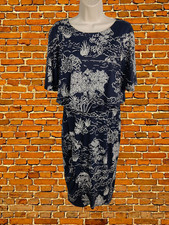 PHASE EIGHT UK 12 SLATE LANDSCAPE PRINT ANGEL SLEEVE JERSEY CASUAL WORK DRESS