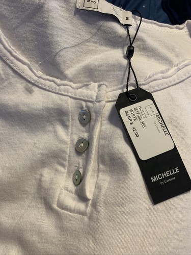 Nwt Michelle by Comune Womens White Top T-Shirt Long Sleeves 100% Cotton Holly S - Picture 2 of 5