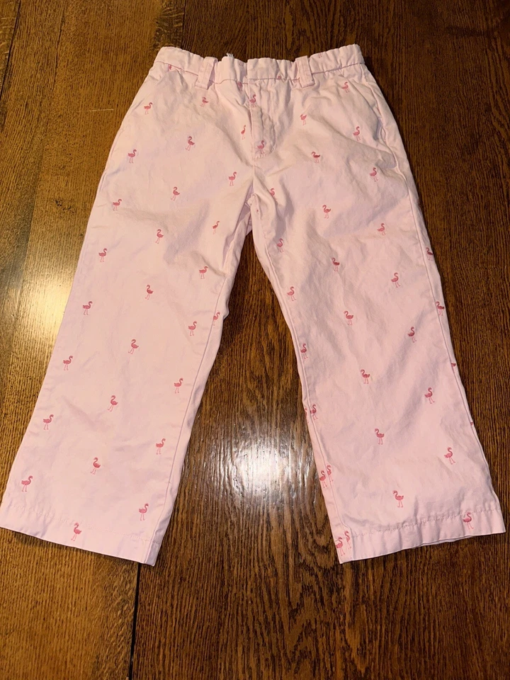 Vtg Y2K Gap Kids Cropped Pants Pink Flamingo Embroidered 14 All Over Print Retro - Image 2 of 4