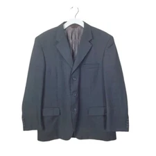 CARAVELLI Superior 150's Mens Blazer SZ 42S Gray Plaid 3 Button  Business Office