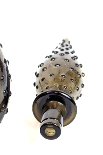 MCM Guildcraft Italy Empoli Smoky Gray Glass Hobnail Genie Bottle Decanter 22.5" - Picture 7 of 17