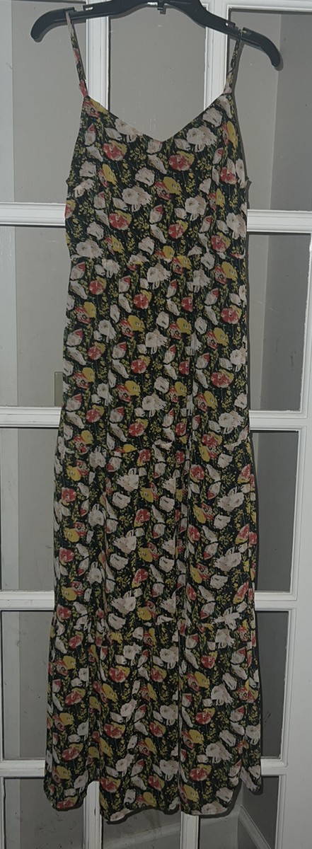 J Crew Mercantile Women's 00-Tiered Maxi Dress Black Floral GREAT COLORS &  FLOWY | eBay