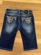 Miss Me Bermuda Shorts Sz 14 New Without Tags Denim, Bling,embroidered Girls