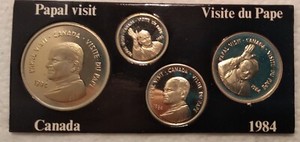 1984 Papal Visit To Canada Four Coins Tokens Souvenir - Different Sizes- Pope #1