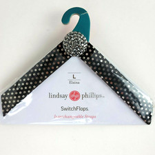 Lindsay Phillips SwitchFlops Straps Elaina Large Black Silver Dot Jewel Charm