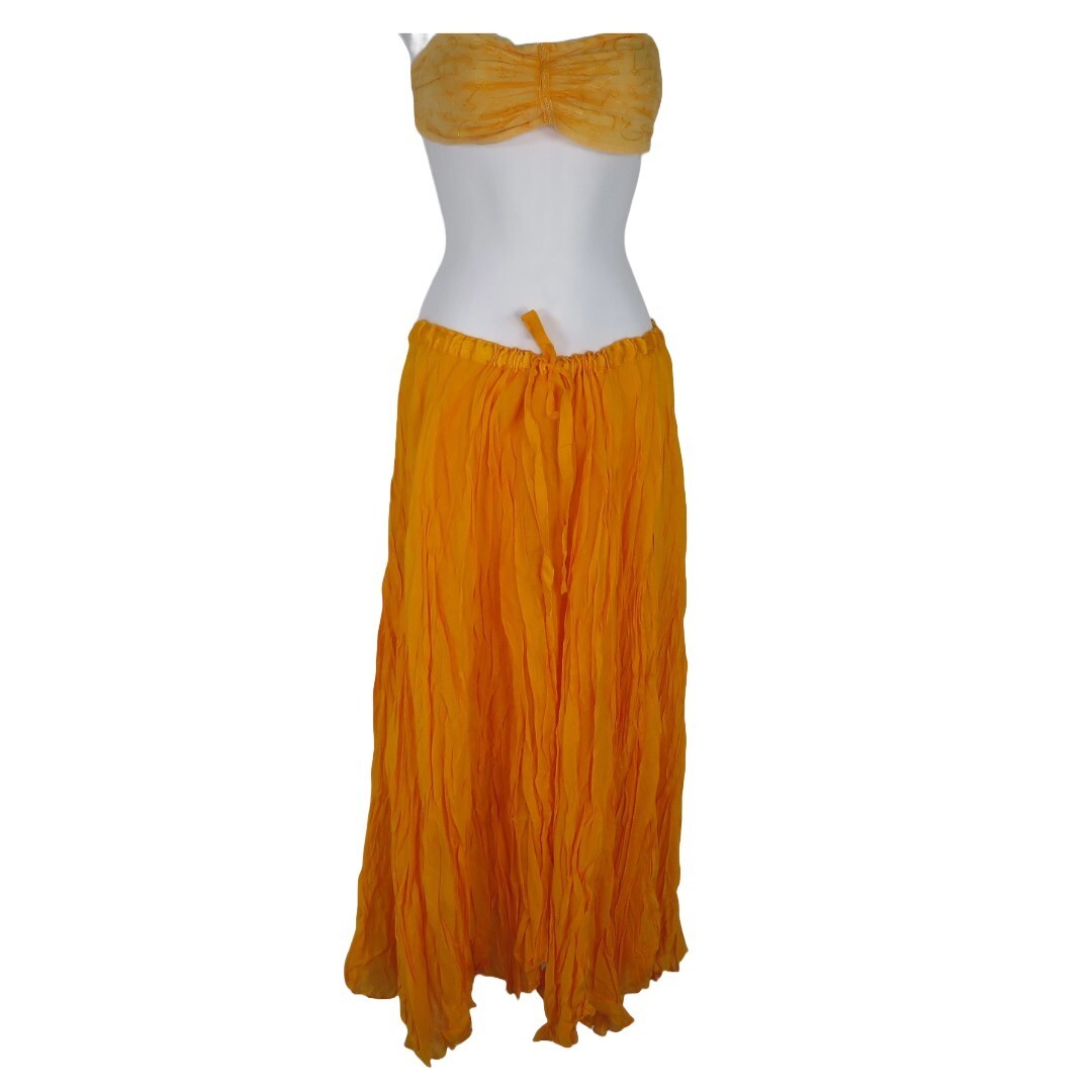 Handmade Amber Voile Cotton Skirt with Drawstring Umbrella Coverup-image