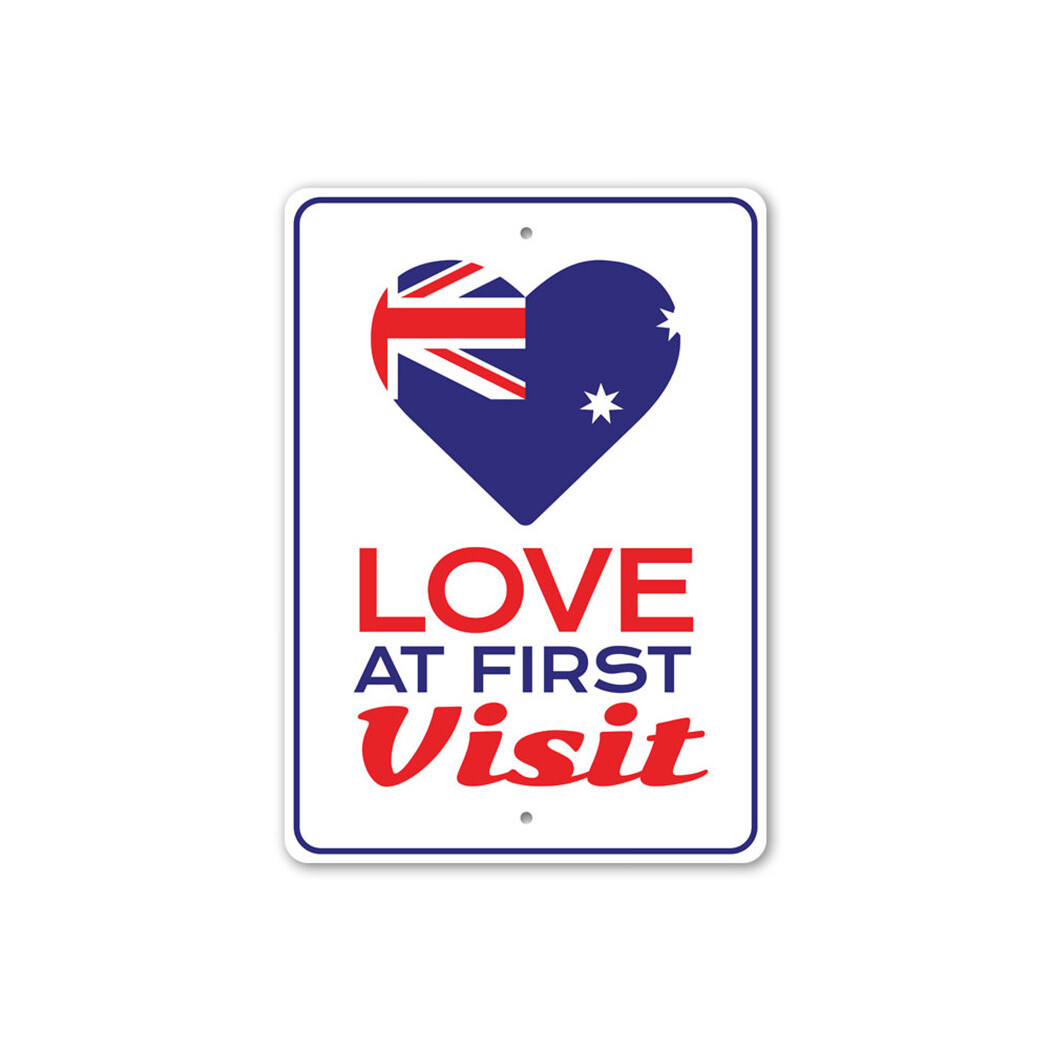 Love at First Visit, Patriotic Home Decor, Man Cave Australian Metal Sign
