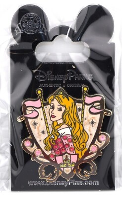 Disney pin Aurora Princess Jeweled Crest Sleeping Beauty Pink Gold