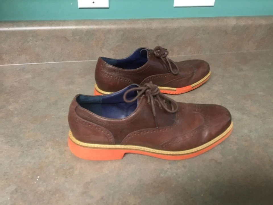 Cole Haan #C11235 Great Jones Men's Wingtip Brown/Orange Oxford Shoes 9M (CON31)