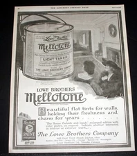 1917 OLD MAGAZINE PRINT AD, LOWE BROTHERS CO, MELLOTONE FLAT TINTS WALL PAINT!!