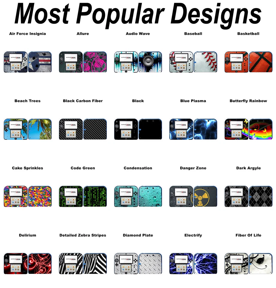 Elige cualquier 1 calcomanía de vinilo / diseño de revestimiento para Nintendo 2DS - ¡Compra 1 y obtén 1 gratis! Foto 2 de 4