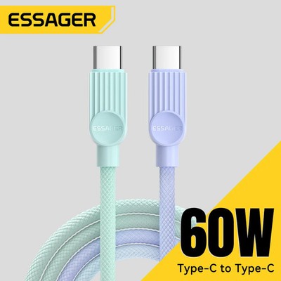 Essager USB C To Type C Color Cable For iPhone 16 15 PD 60W Fast Charging Cord