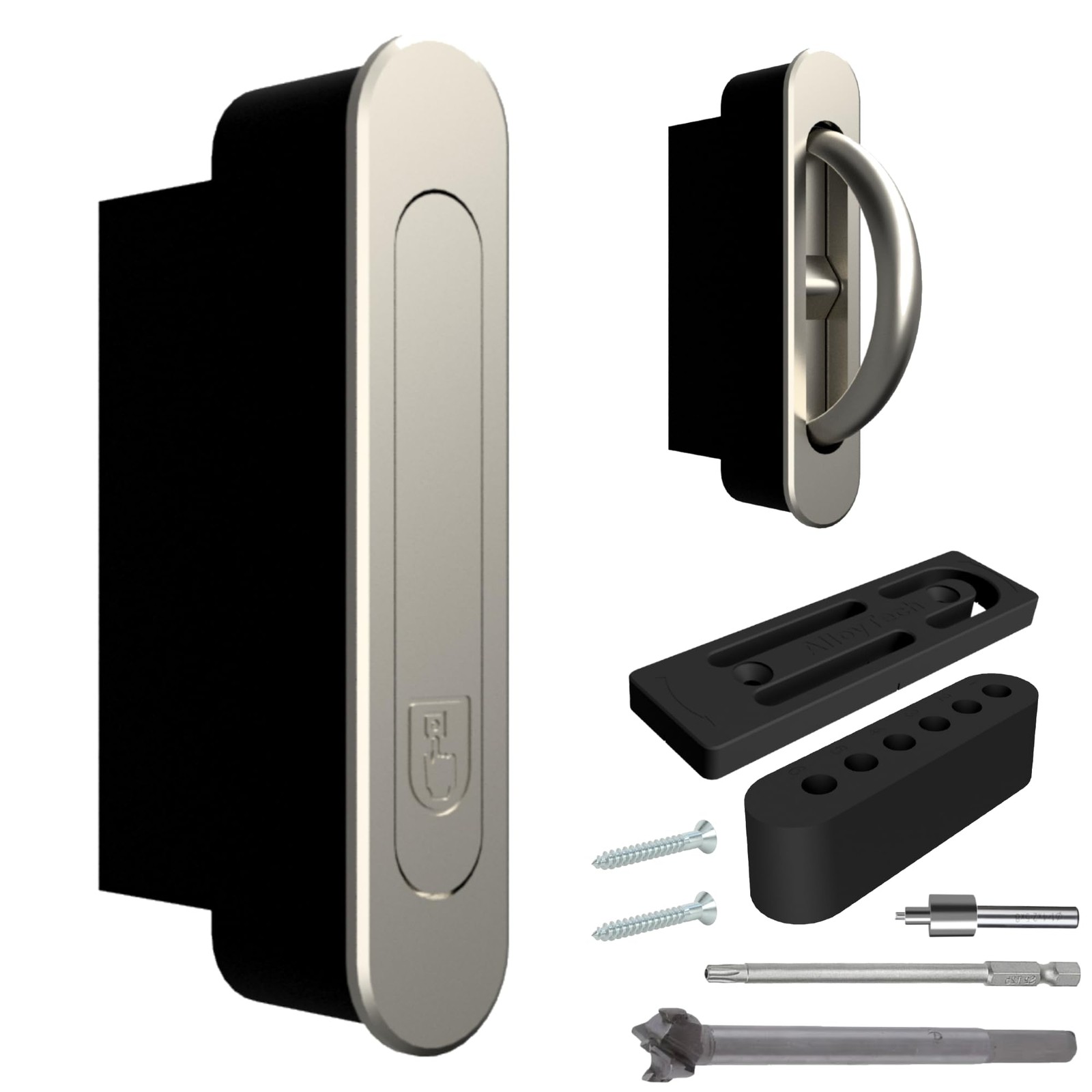 Pocket Door Pull Swivel Handle with Concealed Hardware and Quick Install Kit ...