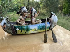 Hand Made American Indian Canoe Sculpture Native American
