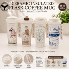 Ceramic Insulated Flask Coffee/Drinks Mug/Cup Hot & Cold Drink Thermal Cup Lid
