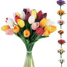 Artificial Tulip Flowers 30pcs Faux Multicolor Spring Wedding Decor