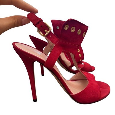 Sandalias Stuart Weitzman mujer ante rojo tacón alto elegante fiesta 39