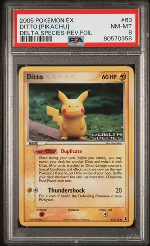 Ditto [Pikachu] Pokemon Ex Delta Species 63/113 Reverse Holo PSA 8