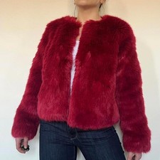 Lovers and friends (Revolve) burgundy red faux fur jacket RRP £248