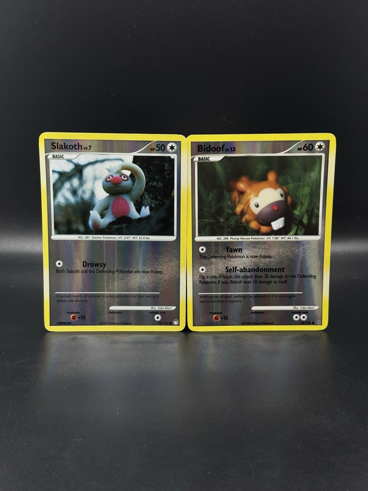 Bidoof Slakoth 54/100 99/123 Mysterious/Stormfront Reverse Holo Yuka Morii LP/NM