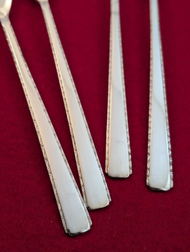 Set Of 4 Unknown Mfg Nickel Silver UNF737 Glossy Iced Teaspoons Silverware - Afbeelding 4 van 6
