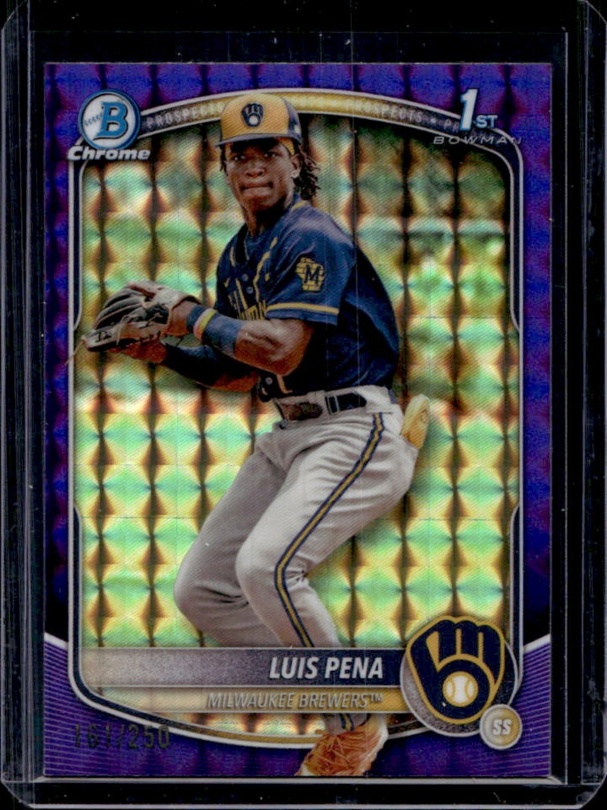 2025 Bowman Luis Pena Chrome Purple Geometric Refractor 1st Prospect #161/250