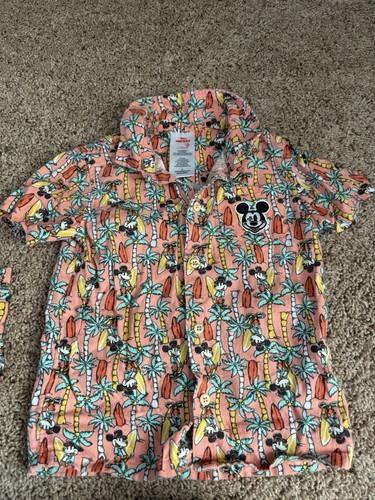 Disney Mickey Mouse Toddler Boys 2-Piece Linen Outfit 5T Beach Surf Tropical - Picture 2 of 8
