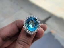 Vintage London Blue Topaz Ring 925 Sterling Silver Gift For Her Engagement Ring.