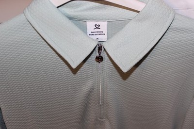 Daily Sports Poly Knitted 1/4 Zip Waffel Design L Sleeved Shirt Sea Foam Green M
