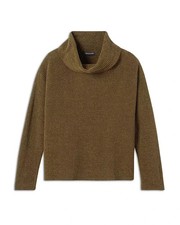 NEW EILEEN FISHER Cotton Chenille Turtleneck Sweater in Olive Sz S T095