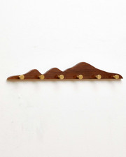 Wood Coat Hooks Wall Mount - Wooden Coat Rack with 6 Gold Brass Hooks for Entryw