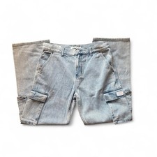 PacSun Men  s Baggy Cargo Jeans 30x30 Light Wash Multi Pocket Denim