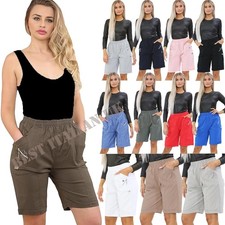 Women's Ladies Comfy Stretch Cotton Mix Cherry Berry Shorts Sizes 10 - 20