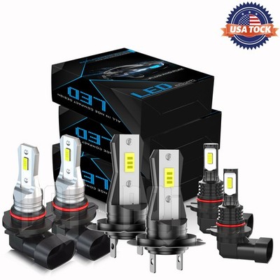 For Lincoln Town Car 2003-2011 6X LED Headlight Hi/Lo Beam + Fog Light Bulbs Kit