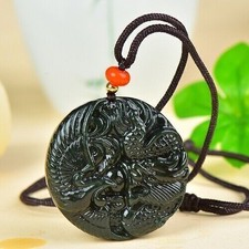 Natural Hetian Green Jade Hand-Carved Dragon Pendant Gift Necklace