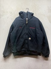 Y2K Carhartt J140 BLK Jacket Mens L Black Duck Canvas Quilted Hooded Active Work