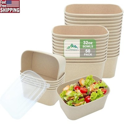 Heavy Duty Disposable Paper Food Containers Leak Proof Takeout Bowls Restaurants