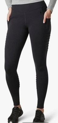 Smartwool Sport Moto Merino Blend Leggings Women's L Black Baselayer Pockets
