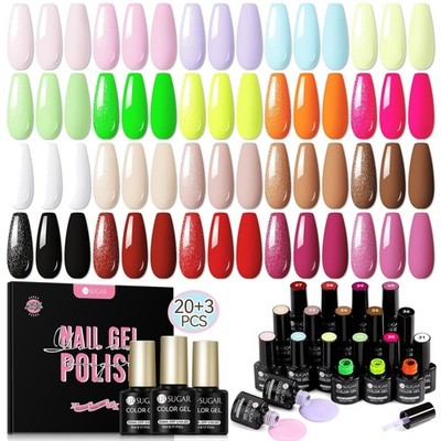 UV Nagellack Set Gel 23 Farben Matt Glossy Top Base 21 Tage Halt