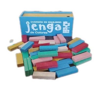 Jenga Colored Building Stacking Blocks Mixed Shapes Child STEM 54 Piece VTG