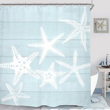 Beach Starfish Shower Curtain Set 60"W x 71"L Pack of 1 Blue Starfish