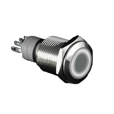 16mm Latching / Momentary Push Button Switch ON-OFF W WHITE LED 12V