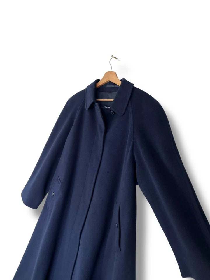 Burberry Vintage Wool Cashmere Coat Size UK 14 Navy Blue Heritage Made In UK - Image 3 of 4