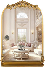 Gold Arched Wall Mirror for Bathroom, with Shelves, 24"X36" Square Craft Designe