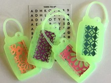 TOWEL TAG id - Set of 4 LIME Green Towel Name Tags, towel id identification tags