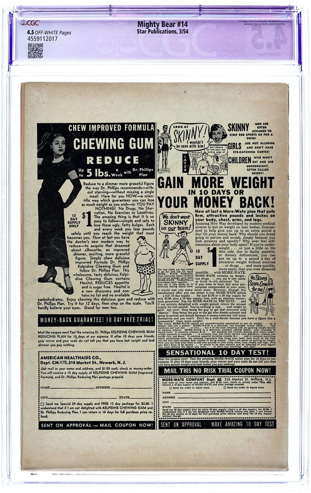 Mighty Bear #14 CGC 4.5 RESTORED 1954 4559112017 - Image 2 of 2