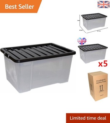Organize with Style - 50L Klar Kunststoff Aufbewahrungsbehälter 5er Set - Stapelbares Design